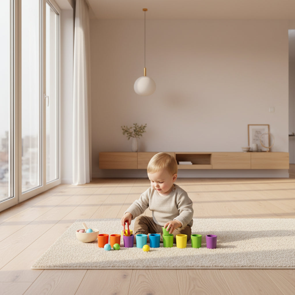 Gobelets Colorés en Bois Montessori