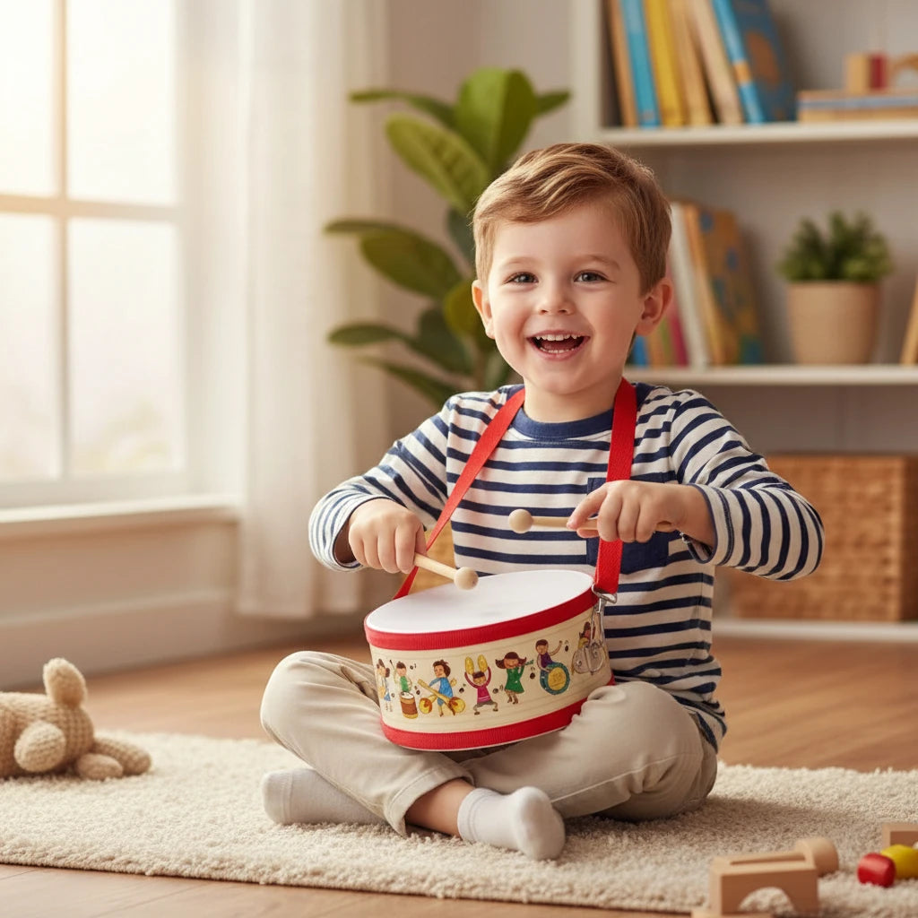 Tambour en Bois pour Enfant — Instrument de Musique Éducatif