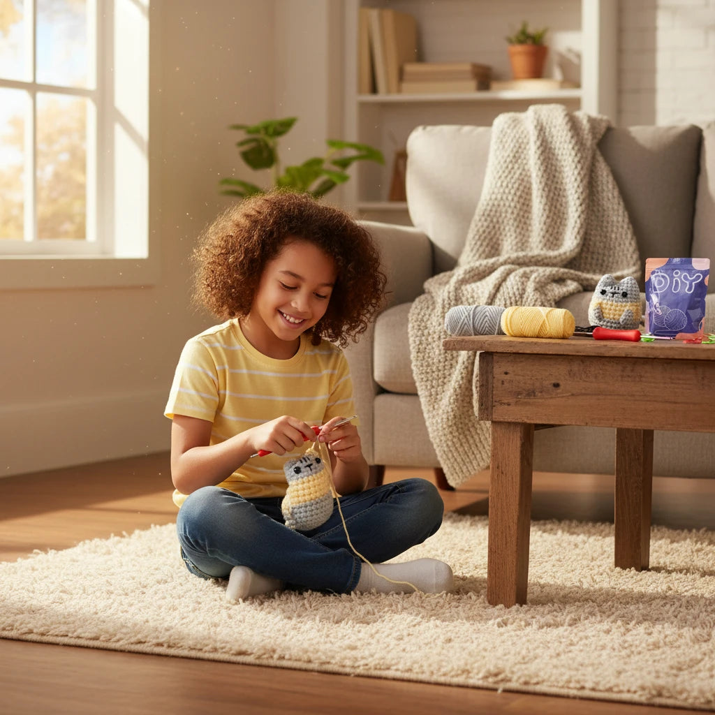 Kit Crochet Débutant Chat Gris