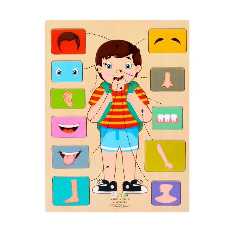Puzzle en Bois du Corps Humain – Jeu Éducatif Montessori