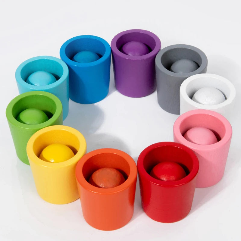 Gobelets Colorés en Bois Montessori