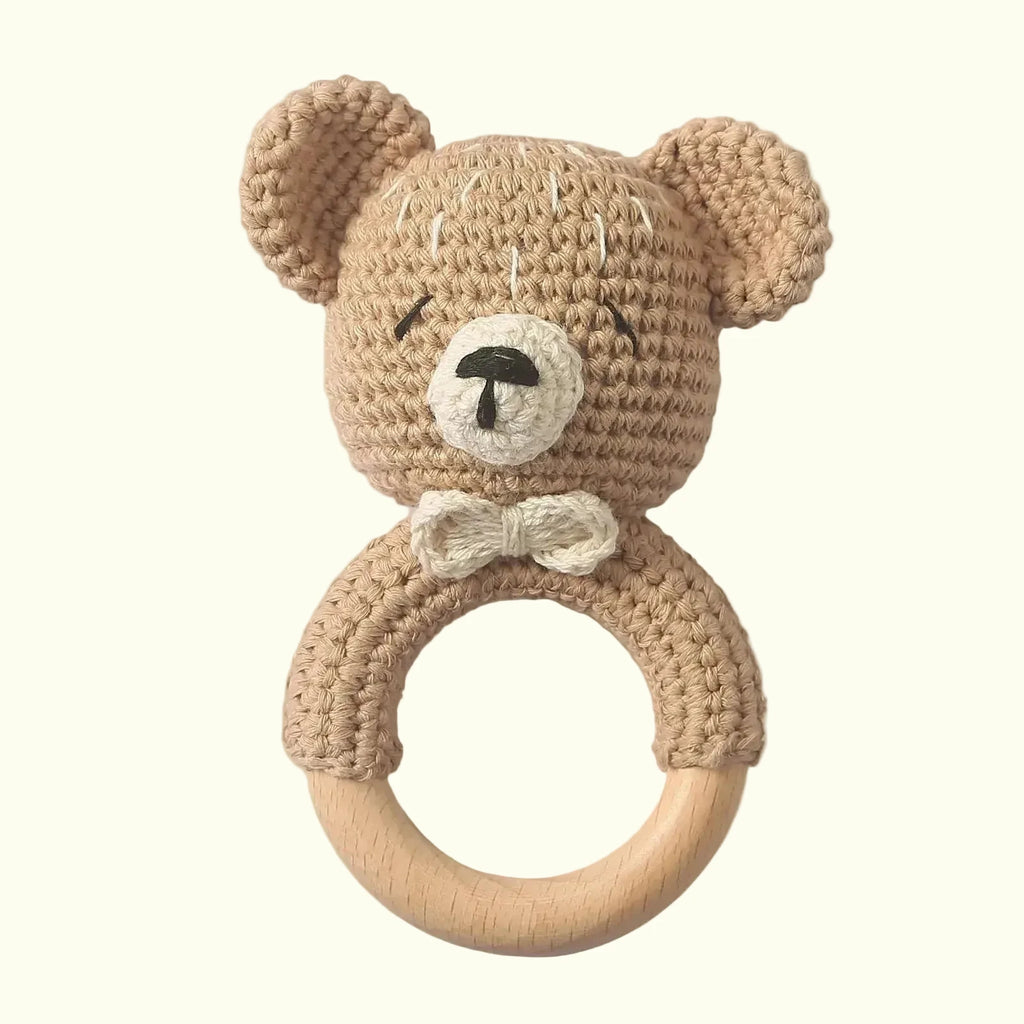 Hochet Crocheté Anneau en Bois