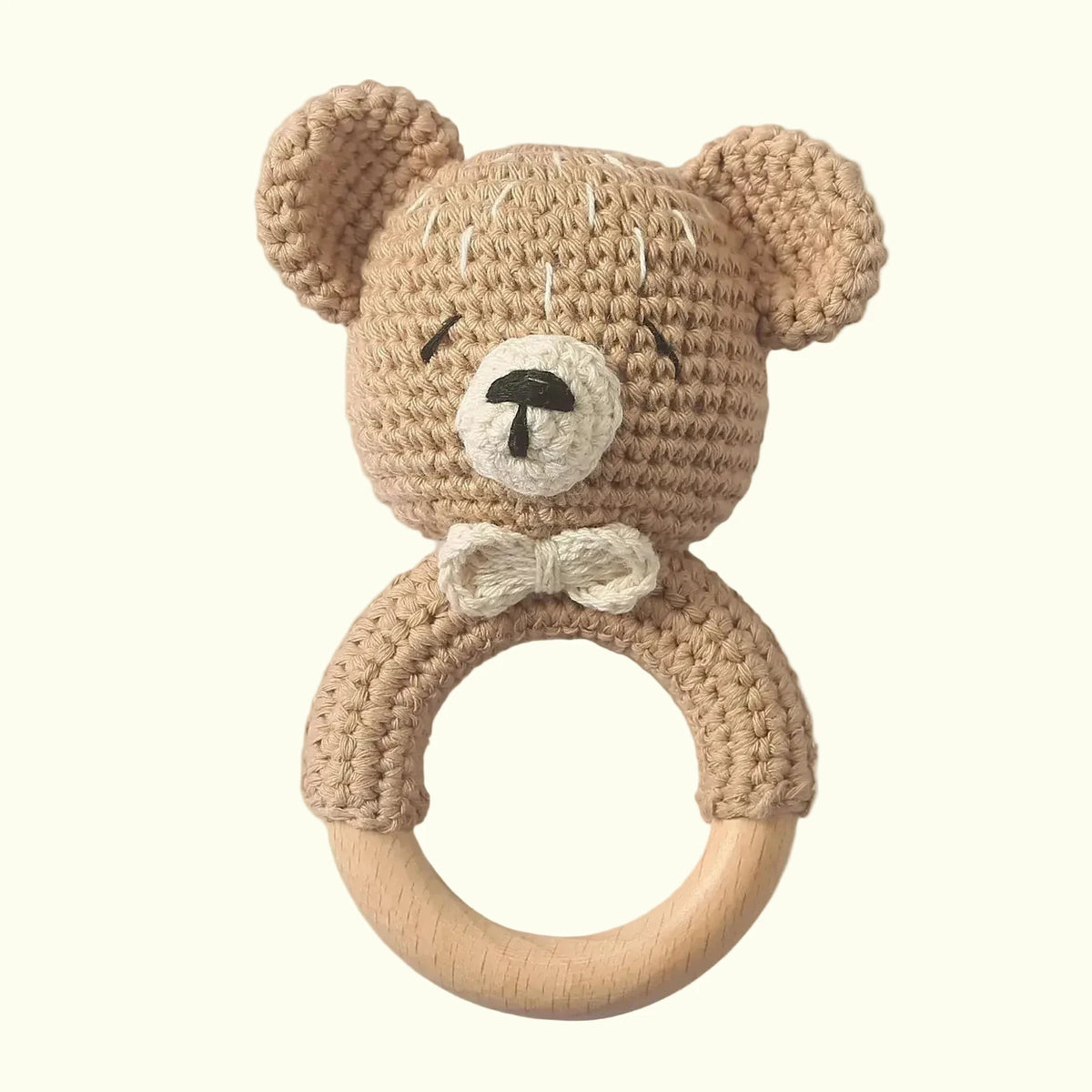 Hochet Crocheté Anneau en Bois