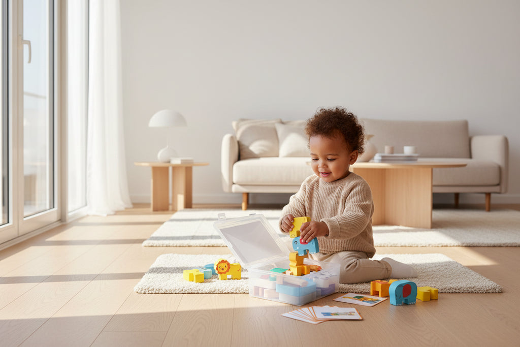 Jeu d'Empilement Animaux en Bois Montessori